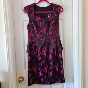 Pink and Black Dress, Peplum Waist